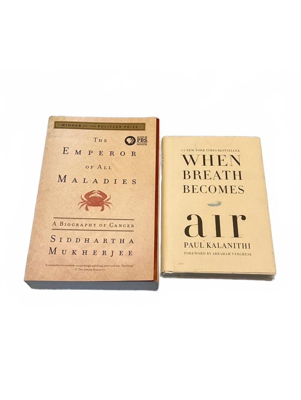 Medical Book Lot Emperor of All Maladies PB & When Breath Becomes Air Hardcover
